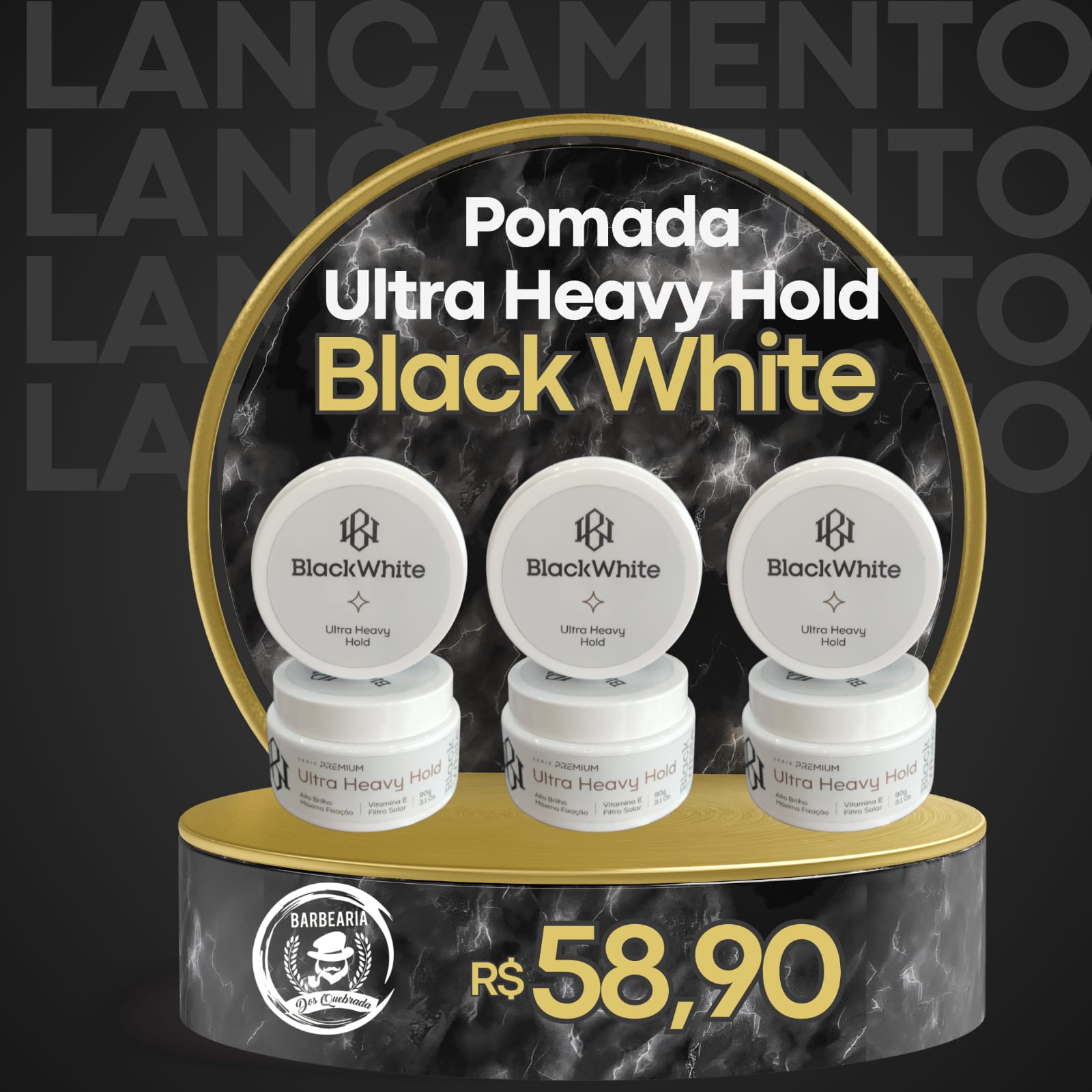 Pomada Premium Ultra Heavy Hold  -  Black White