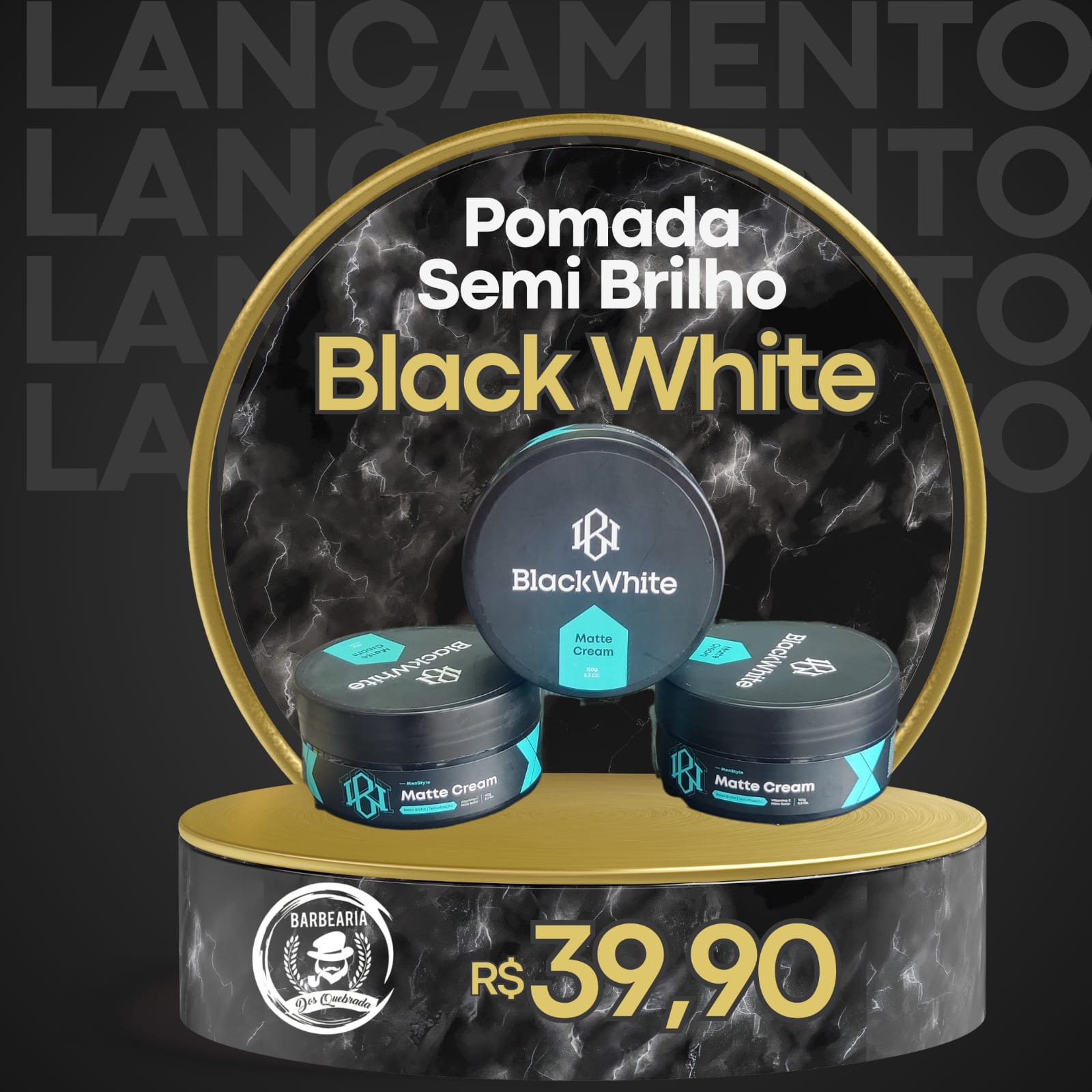 Pomada Semi Brilho - Black White